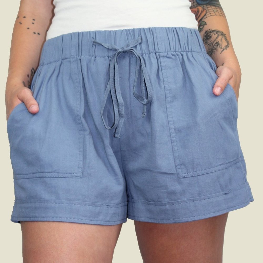 Blue Cotton Shorts